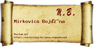 Mirkovics Bojána névjegykártya